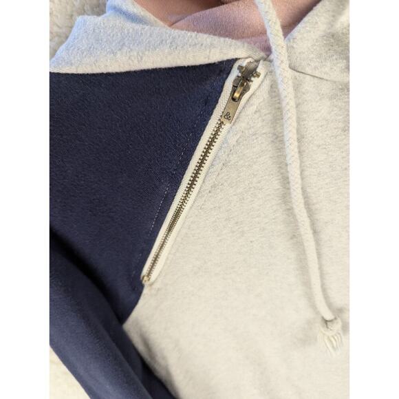 & Womens Asymmetry Neck Long Sleeve Double Hood Hoodie Gray/Pink XL Pockets - Picture 3 of 10